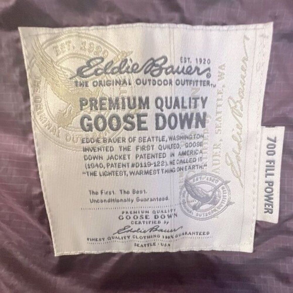 EDDIE BAUER WOMENS GOOSE DOWN HOODED VEST PURPLE SIZE XL - Picture 7 of 11